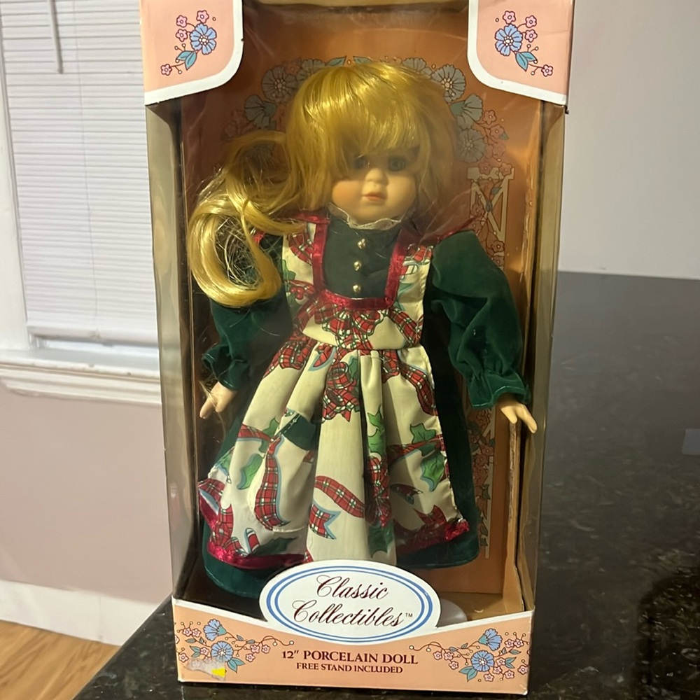 Christmas Edition Vintage 12” Porcelain Doll